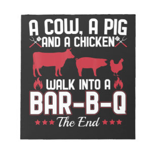 Bloc-note BBQ   BBQ Papa Plaisanter Une Vache Un Cochon Et U