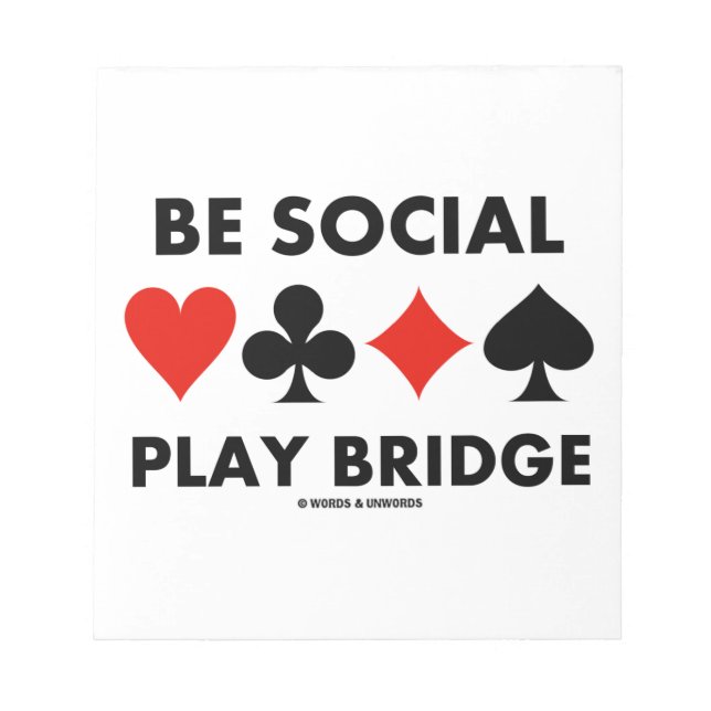 Bloc-note Be Social Play Bridge (quatre costumes de carte) (Devant)
