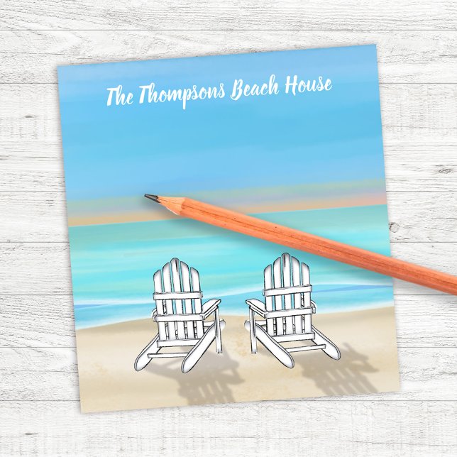 Bloc-note Beach House Blue Ocean Personnalisé (Beach House Personalized Notepad.)