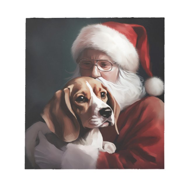 Bloc-note Beagle avec le Père Noël Festif Noël (Devant)
