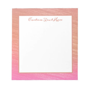 Bloc-note Beau Coral rose pinceau Motif personnalisé