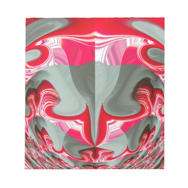 Bloc-note Beau motif géométrique gris cendré rouge ART (Devant)