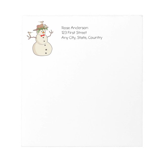 Bloc-note Beaux oiseaux d'hiver avec Snowman Chickadee de No (Devant)