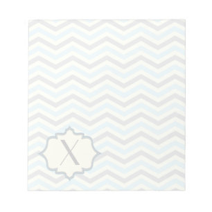 Bloc-note Bébé bleu moderne, grey, ivory chevron