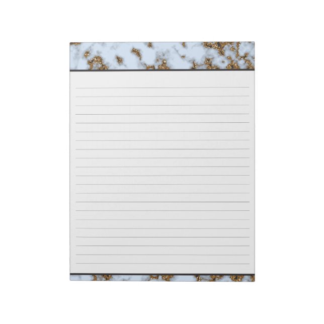 Bloc-note Bébé marbre bleu avec incrustation or Lined 8,5x11 (Tourné)
