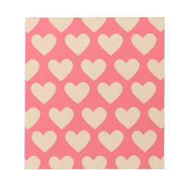 Bloc-note Beige Rouge mignon Simple Motif de coeur