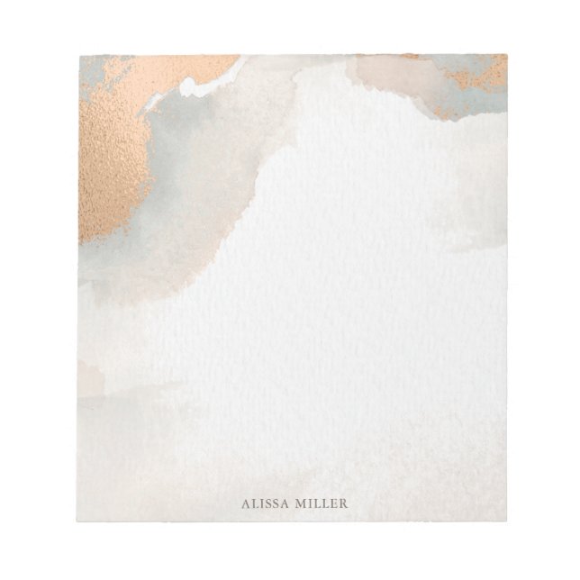 Bloc-note Belle aquarelle moderne or Rose Abstrait (Devant)