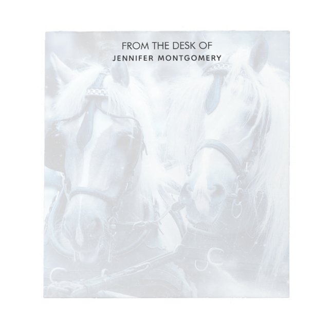 Bloc-note Belle équipe de chevaux Photo d'hiver (Devant)