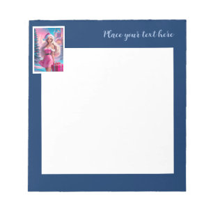 Bloc-note Belle fille de Noël rose 01