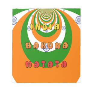 Bloc-note Belle Inde couleurs drapeau national Hakuna Matata
