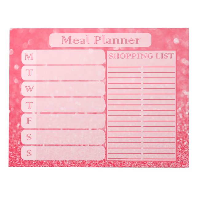Bloc-note Belle Parties scintillant rose pour femmes Planifi (Devant)