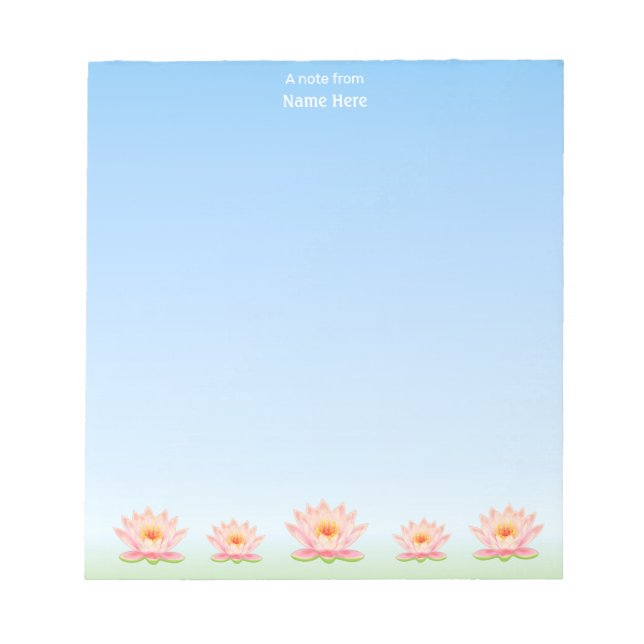 Bloc-note Belles fleurs de lotus sur fond bleu clair (Devant)