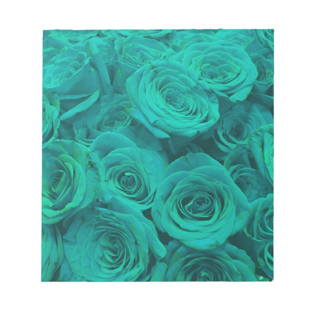 Bloc-note Belles fleurs turquoises roses turquoises (Devant)