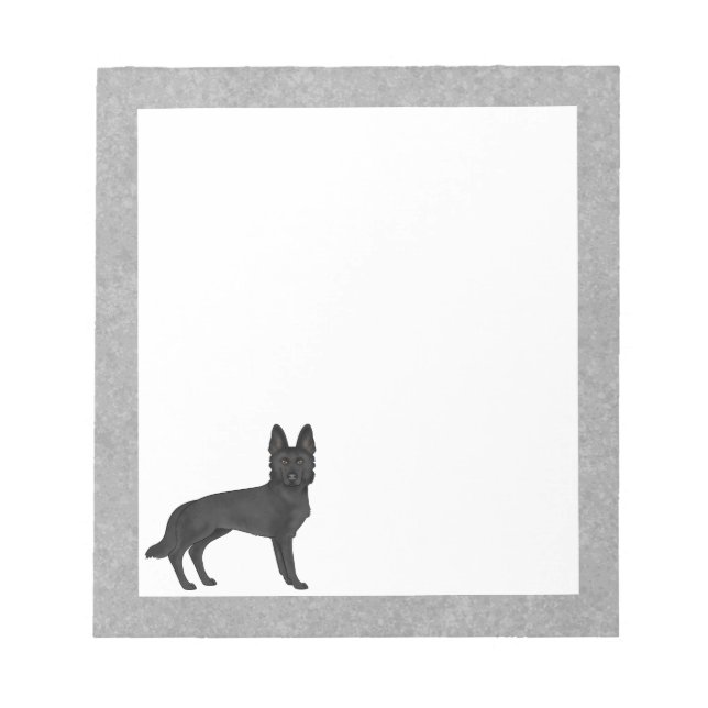 Bloc-note Berger noir allemand mignon dessin animé GSD Chien (Devant)