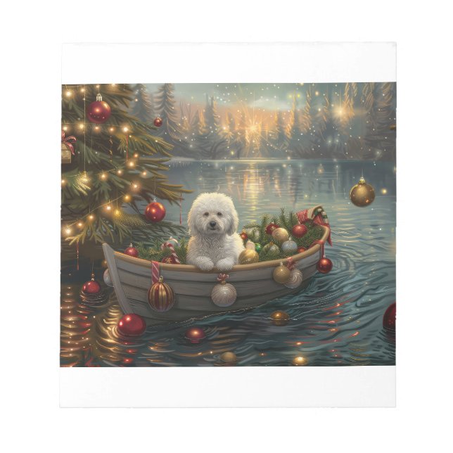 Bloc-note Bichon Frise Noël Festive Voyage (Devant)