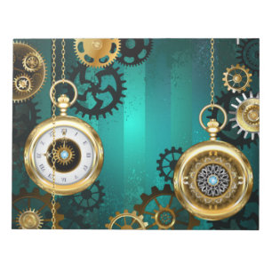 Bloc-note Bijou Steampunk Montre sur un Fond Vert