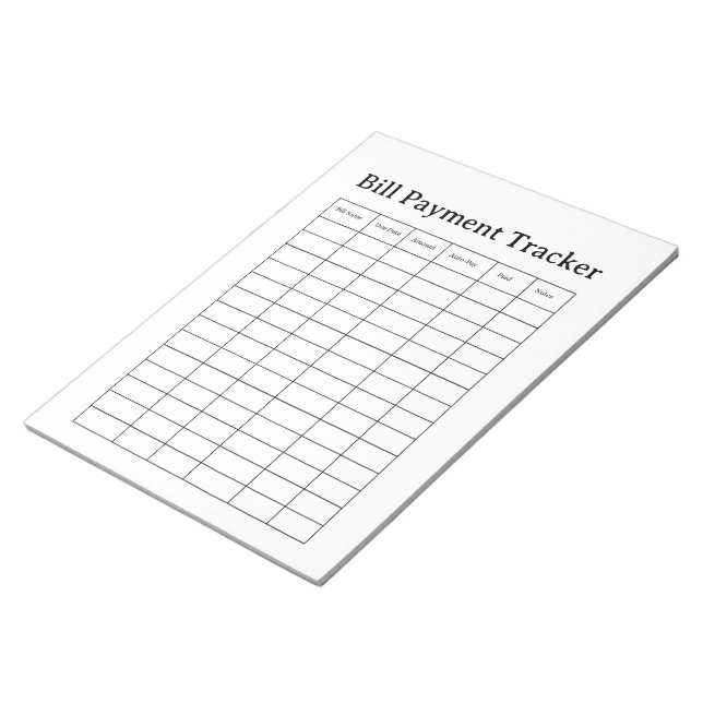 Bloc-note Bill Payment Tracker Notepad (Incliné)