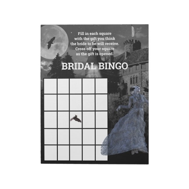 Bloc-note Bingo de la mariée de Frankenstein Mariage Hallowe (Tourné)
