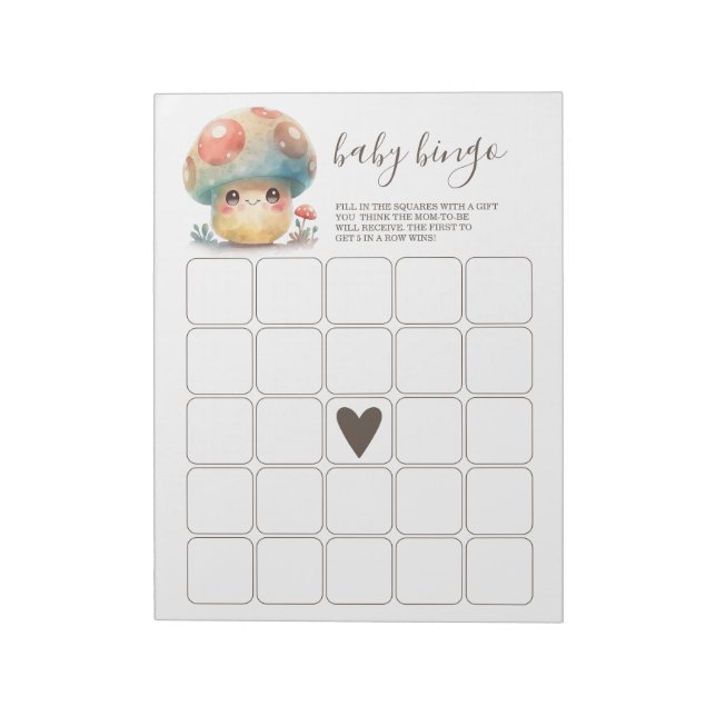 Bloc-note Bingo Whimsical Mushroom Baby (Tourné)