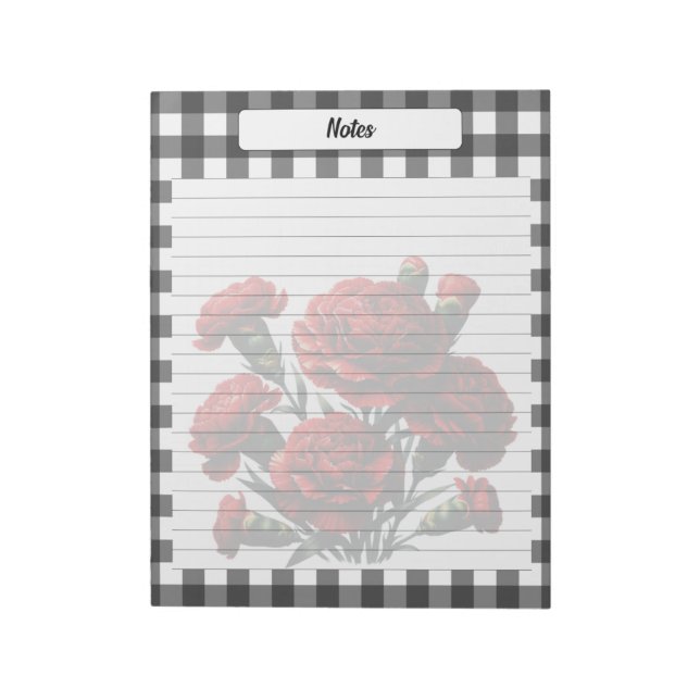 Bloc-note Black n White Floral En vichy _ Notes (Tourné)