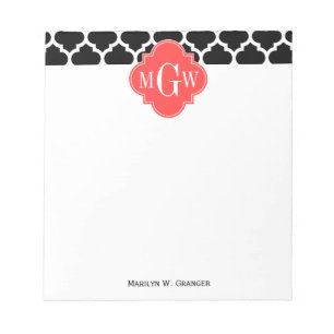 Bloc-note Black Whal Marocain #5 Coral Rouge 3 Monogramme in