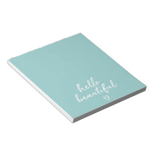 Bloc-note Blanc Menthe Bonjour Beau Cœur Inspirationnel
