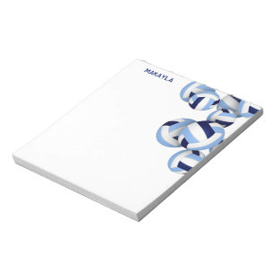 Bloc-note bleu blanc volleyballs accent