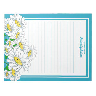 Bloc-note Bleu de marguerites - Blanc