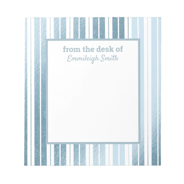 Bloc-note Bleu doux métallique rayé du bureau de (Devant)