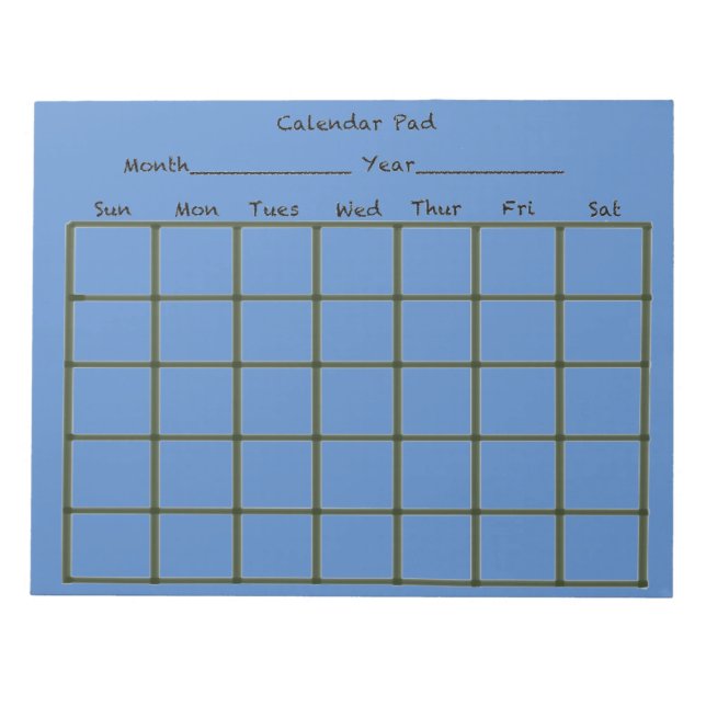 Bloc-note Bleu du calendrier (Devant)
