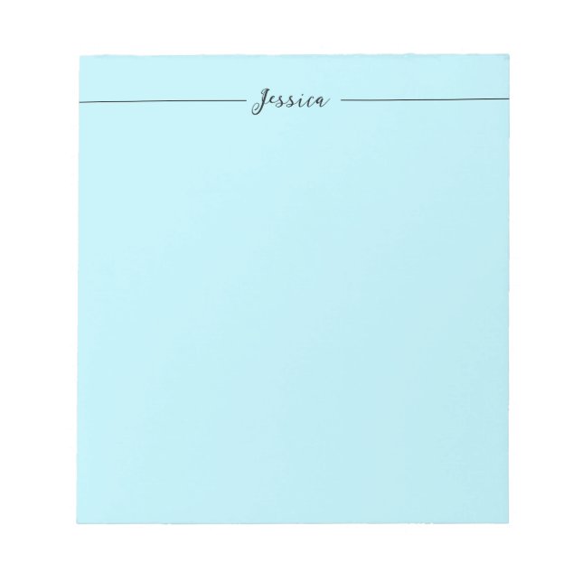 Bloc-note Bleu Élégant Simple Moderne Nom Professionnel (Devant)