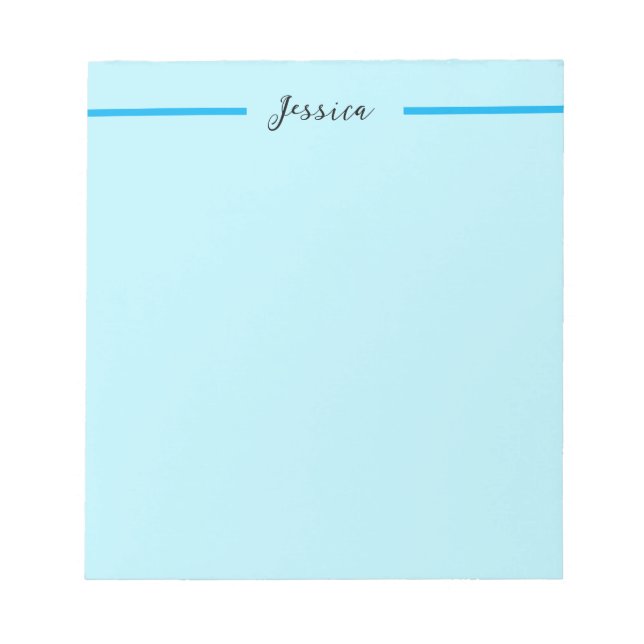 Bloc-note Bleu Élégant Simple Moderne Nom Professionnel (Devant)