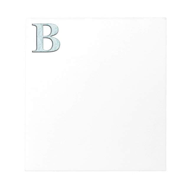 Bloc-note Bleu Floral Damask Imprimer B monogramme initiales (Devant)