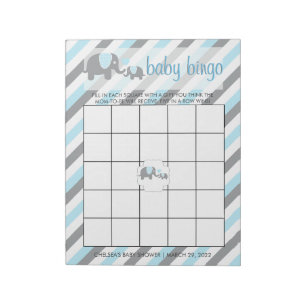 Bloc-note Bleu & Gris Gris Bébé Eléphant   Bingo
