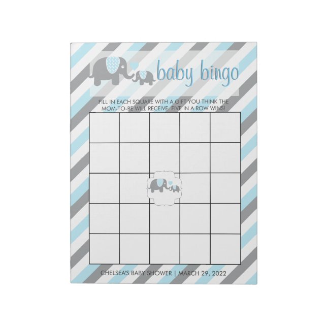 Bloc-note Bleu & Gris Gris Bébé Eléphant | Bingo (Tourné)