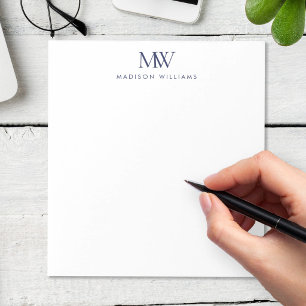 Bloc-note Bleu marine simple élégant moderne monogramme