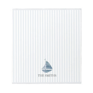 Bloc-note Bleu Sailboat Nautical Stripe