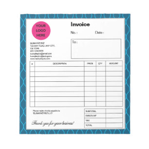 Bloc-note Bleu Sapphire Ligne Entreprise Note de facture