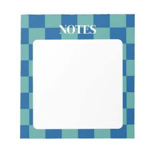 Bloc-note Bleu & Vert Carreaux Gras & Personnalisable