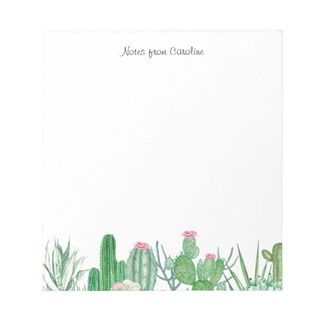 Bloc-note Bloc De Notas Notepad cactus en aquarelle (Devant)