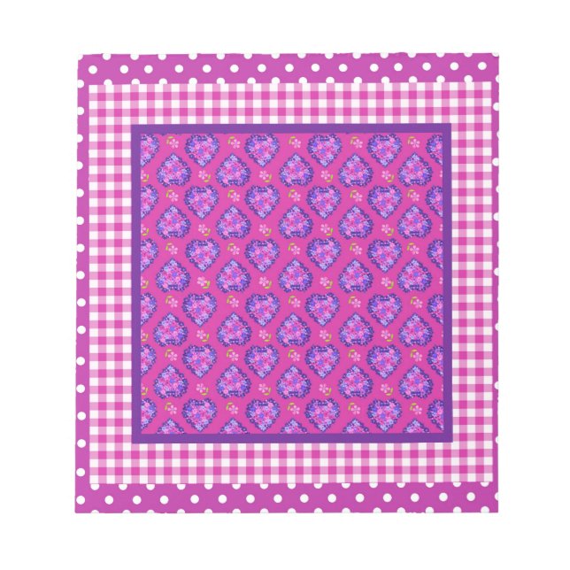 Bloc-note Bloc-notes, Coeurs et Fleurs, Chèques et Pointe Po (Devant)