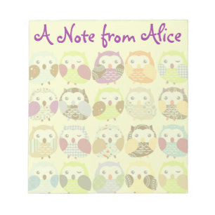 Bloc-note Bloc - notes coloré mignon personnalisé de hibou