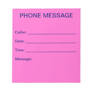 Bloc-note Bloc - notes de message téléphonique (rose-clair
