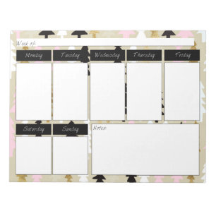 Bloc-note Bloc - notes hebdomadaire chic de motif d'arbre de