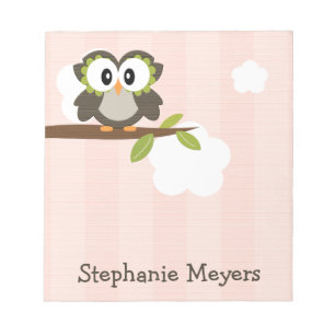 Bloc-note Bloc - notes rose de hibou personnalisé