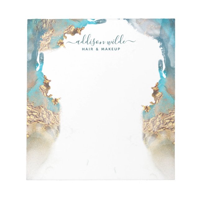 Bloc-note Blue And Gold Modern Art Liquide Encre Business (Devant)