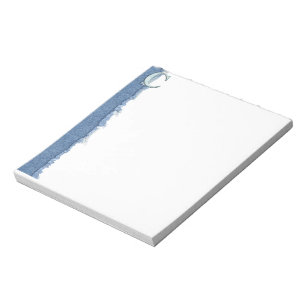 Bloc-note Blue Floral Print C monogramme initiales Cadeaux