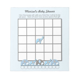 Bloc-note Blue Grey Elephants Baby shower Bingo Game pad