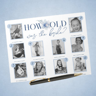 Bloc-note Blue How Old a Bride Photo Game Pack de 40