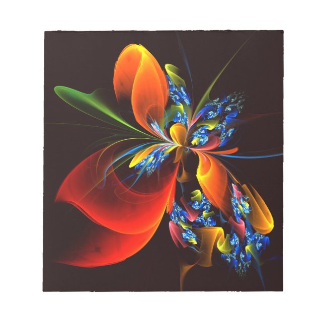 Bloc-note Blue Orange Floral Moderne Art Abstrait Motif #03 (Devant)